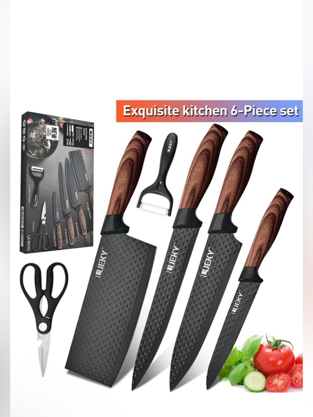 Chef Knife  New in box Set DFITO 6Pcs Stainless Steel pieces  Non-Stick Coating,